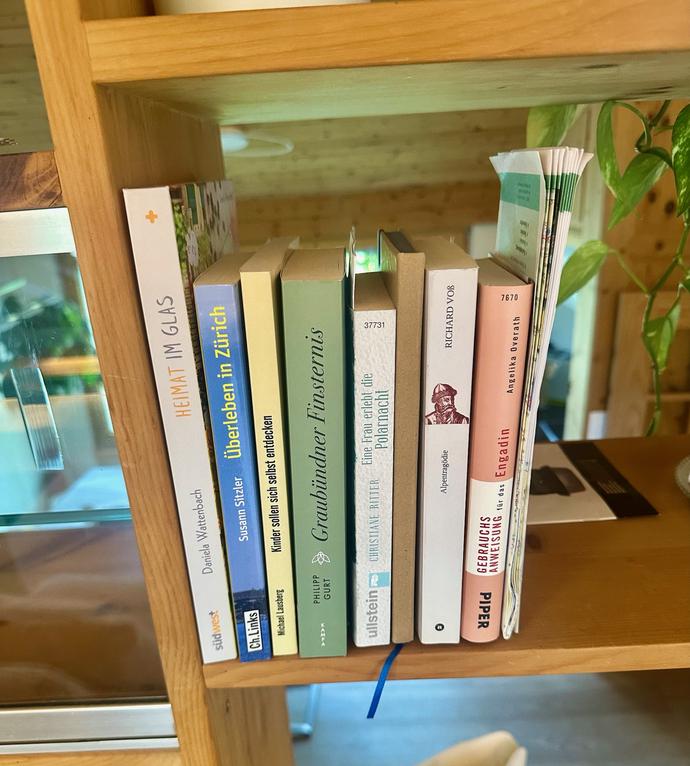 offenes Bücherregal regionale Bücher